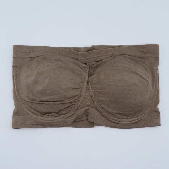 Rhonda Shear 1X Womens Plus Size Strapless Bra Bralette Taupe Underwire Padded - Picture 9 of 9